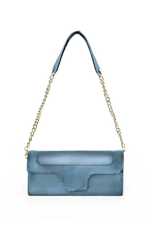 Women's peacock blue luxurious elegant clutch for ceremonies, weddings and evenings out. - Top view
